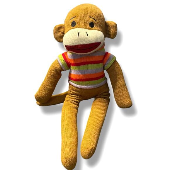 Dan Dee Plush Sock Monkey Stuffed Animal Shower Stripe Nursery Shower Gift 19" - Picture 2 of 14